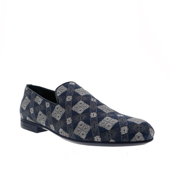 Jimmy Choo Sloane Loafer Shoes Blue Bandana Fabric Slip-On Size 11.5 New main image 7